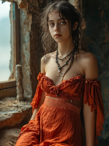 girl-in-orange-dress-freewebnuaiart