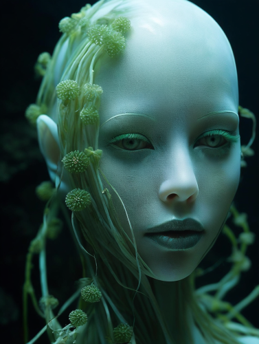 green-unreal-portrait-with-flowers-freewebnuaiart