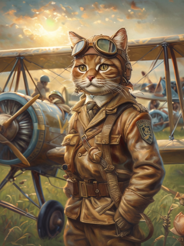 vintage-cat-pilot-freewebnuaiart