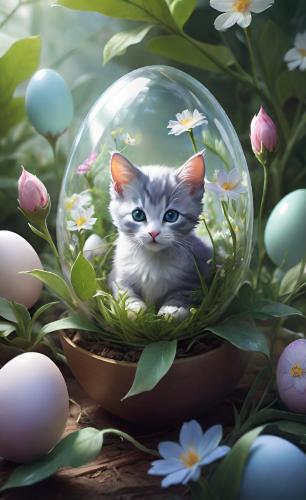 easteregg-and-kitten-freewebnu-digital-art-002