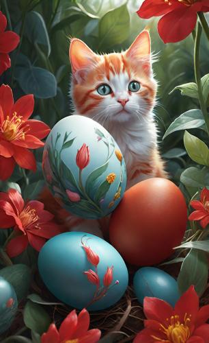 easteregg-and-kitten-freewebnu-digital-art-012