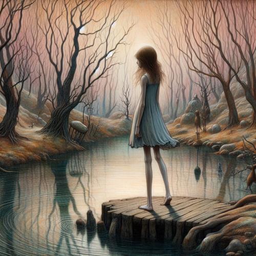 girl-at-pond-freewebnu-digital-art-003