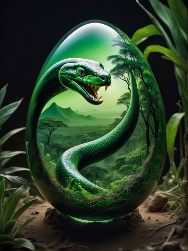 glass-egg-green-mamba-freewebnu-digital-art