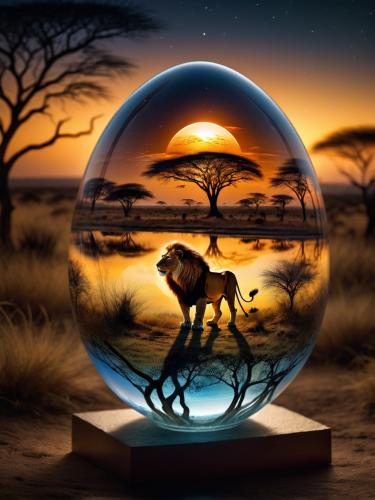 glass-egg-lion-freewebnu-digital-art
