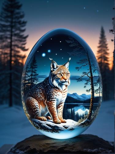 glass-egg-lynx-freewebnu-digital-art