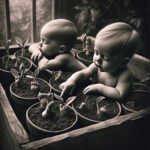 babies-in-flowerpots-freewebnu-digital-art-001