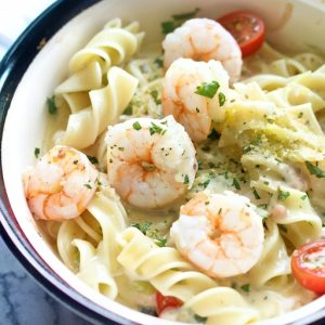 Shrimp Primavera Pasta with a Creamy Twist 0 (0)